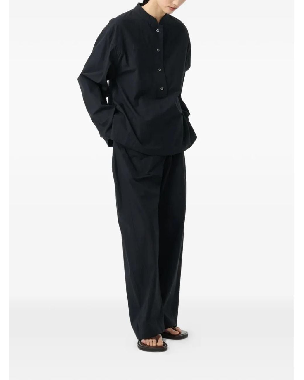 Studio Nicholson Black Vega Half-Button Shirt