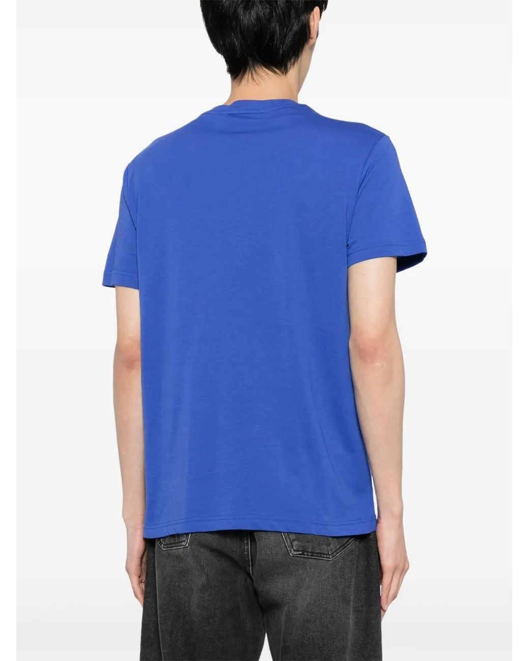 Versace Jeans Couture Blue Logo-Foil Cotton T-Shirt for men