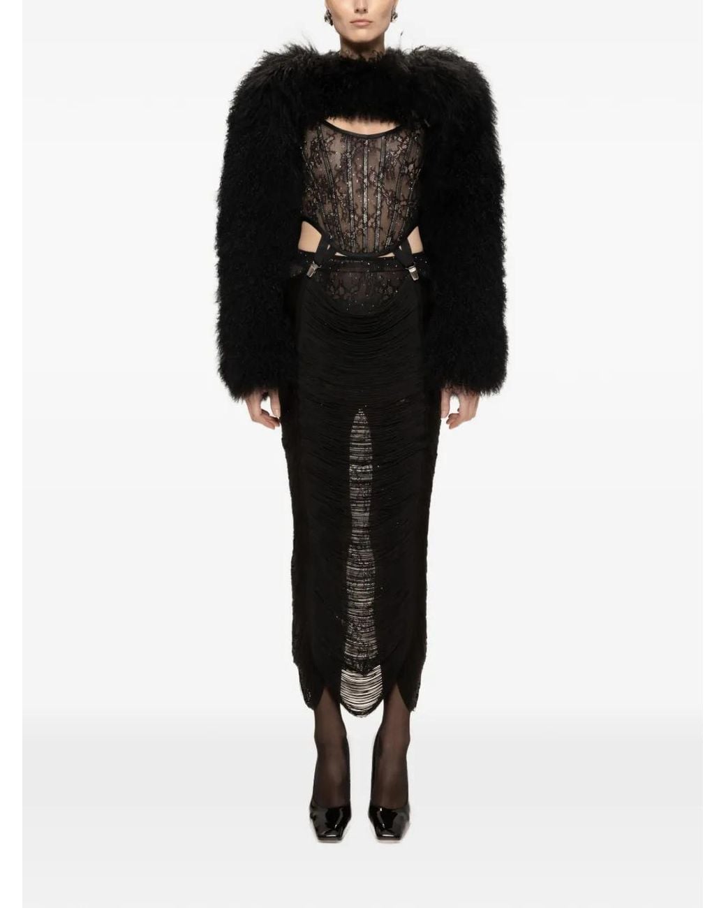 Nissa Black Lace Midi Dress