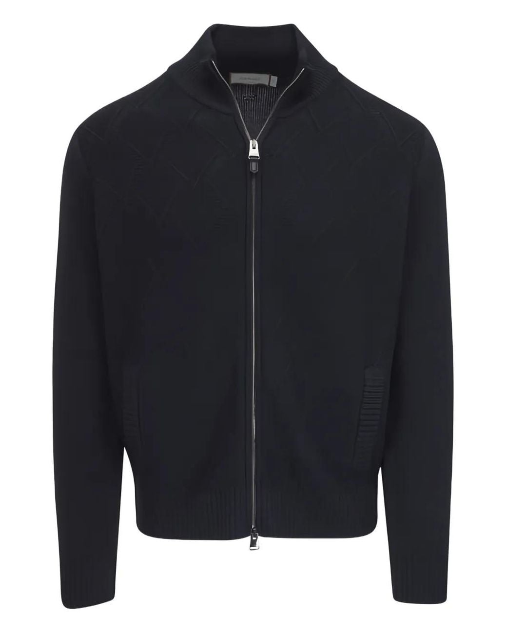 Canali Black Zip-Up Cardigan for men