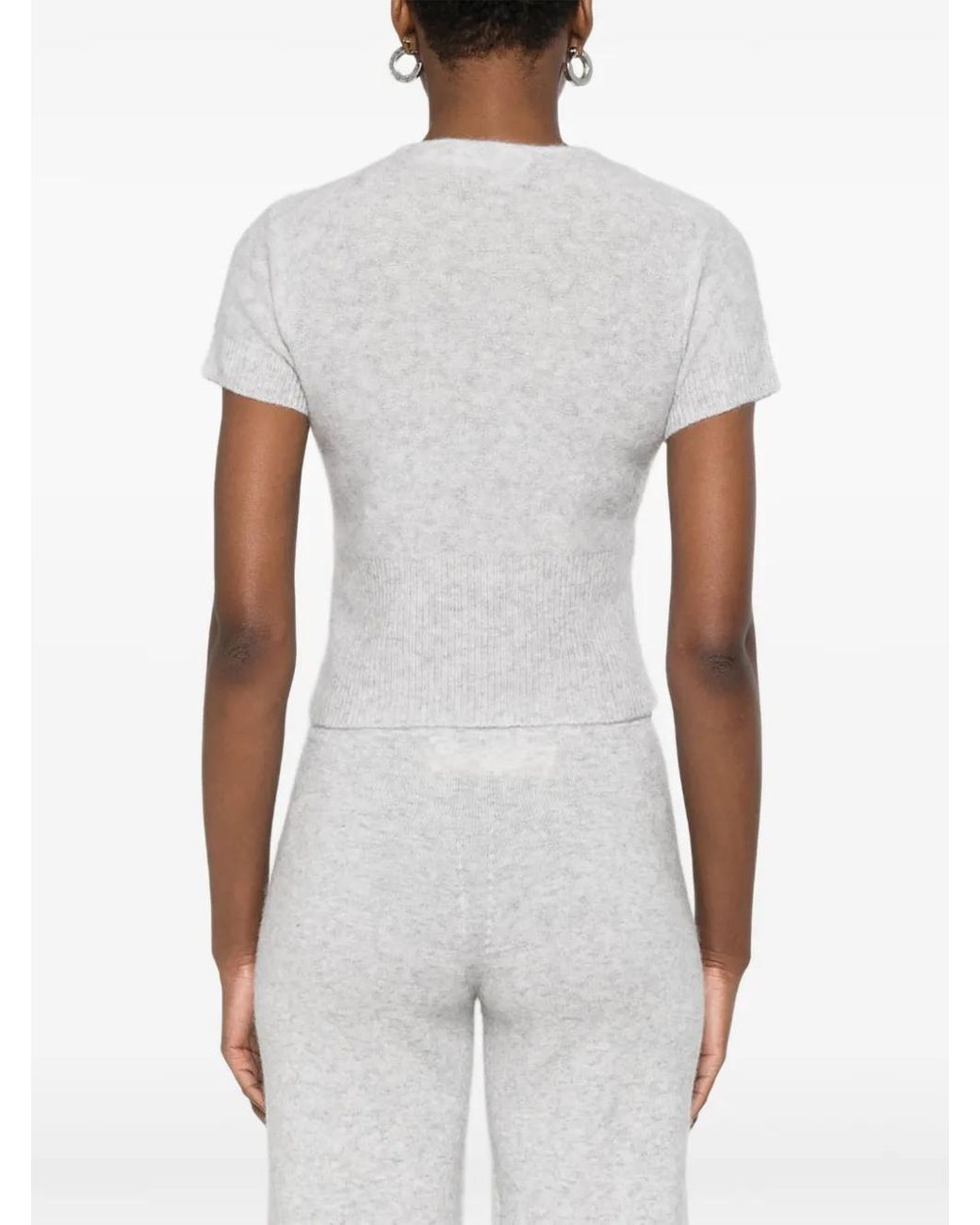 AYA MUSE White Zip-Up Knitted T-Shirt