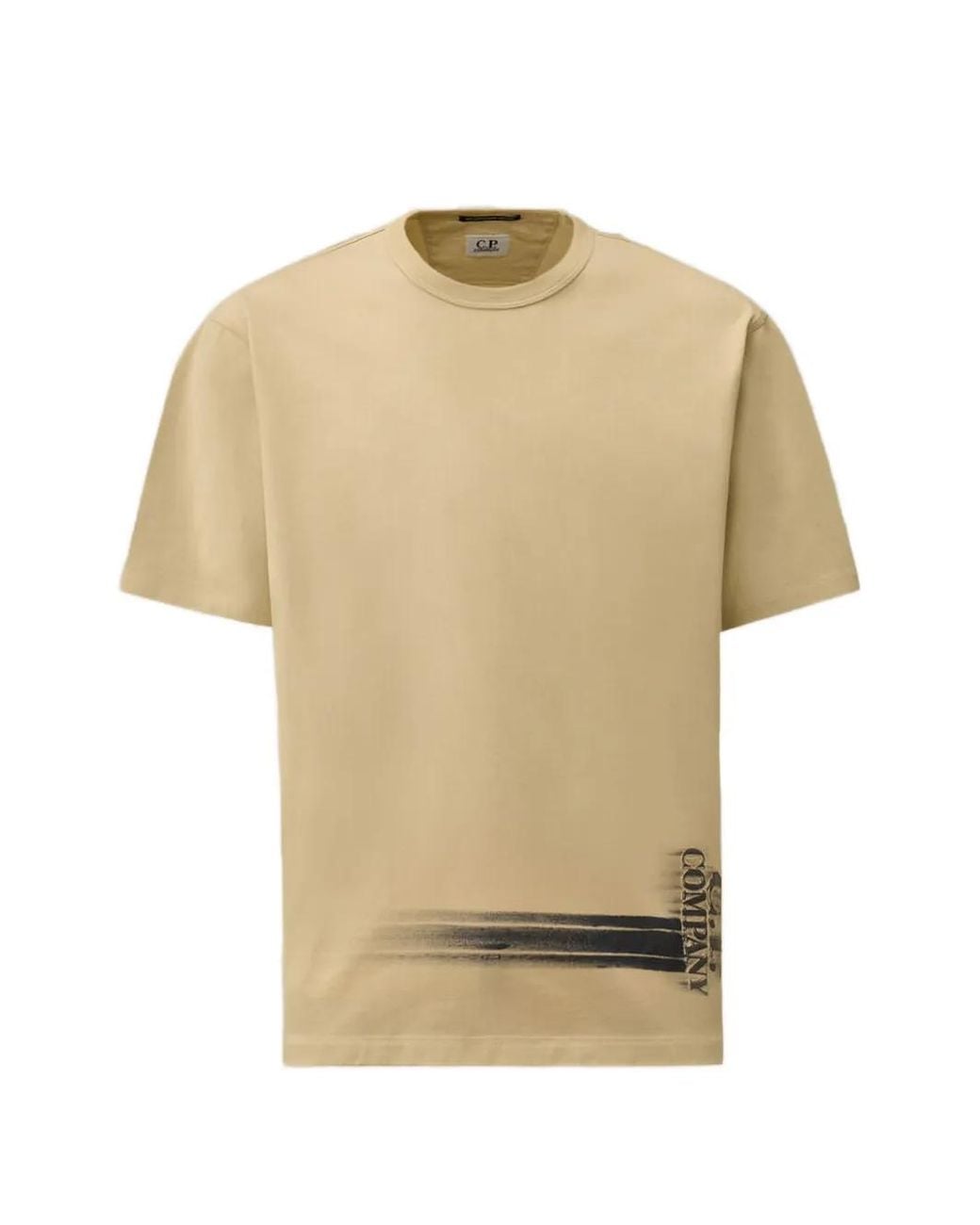 C P Company White 24/1 Jersey Short Sleeve Bottom Logo T-Shirt for men