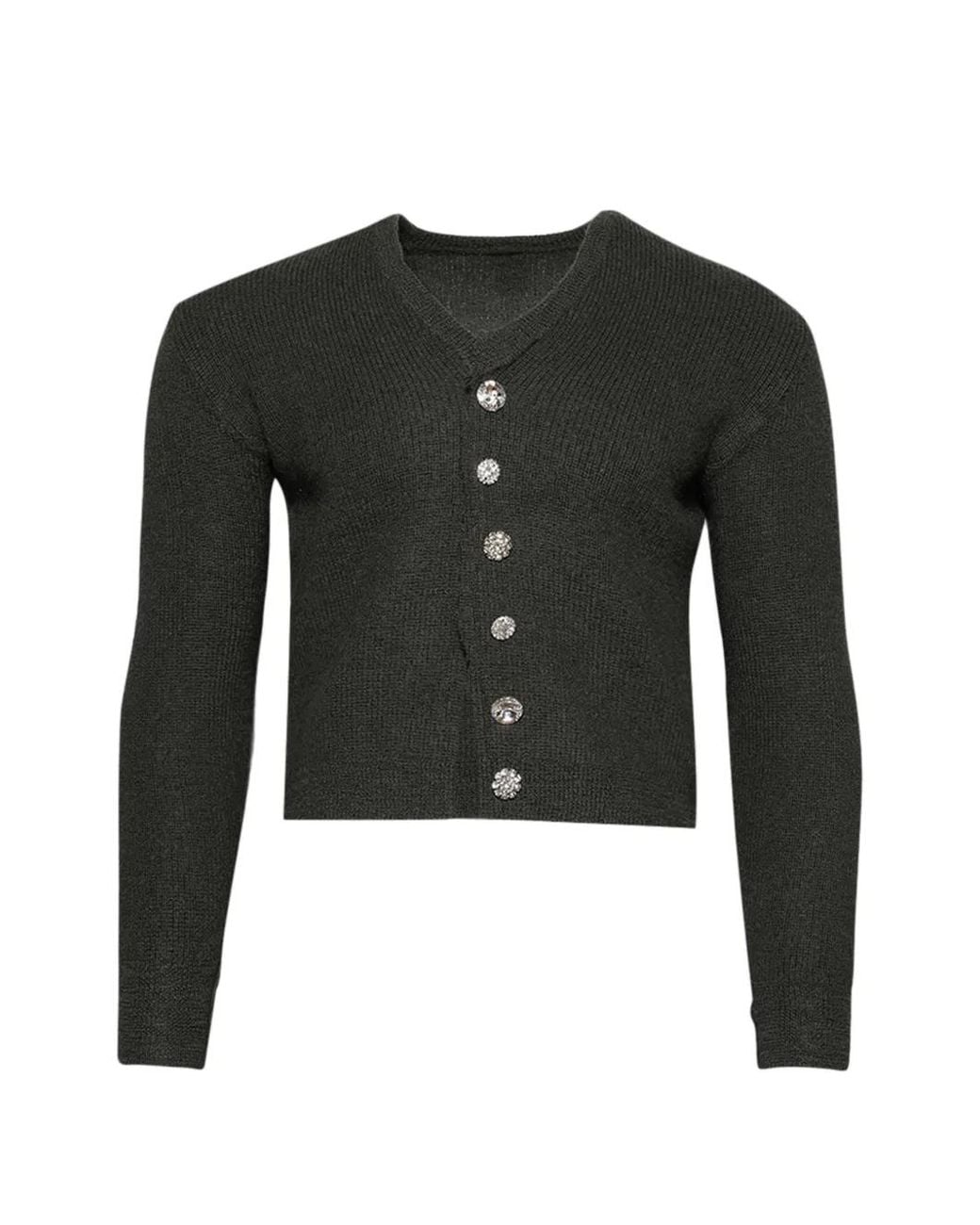 PROTOTYPES Black Jewellery Button Woolen Cardigan for men