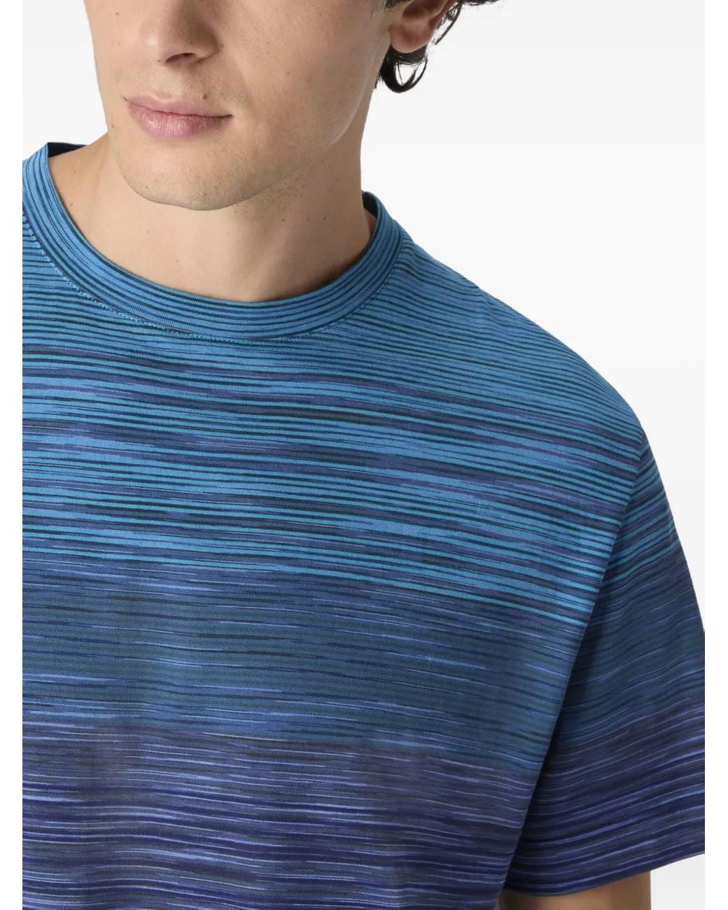 Missoni Blue Ombre Striped T-Shirt for men