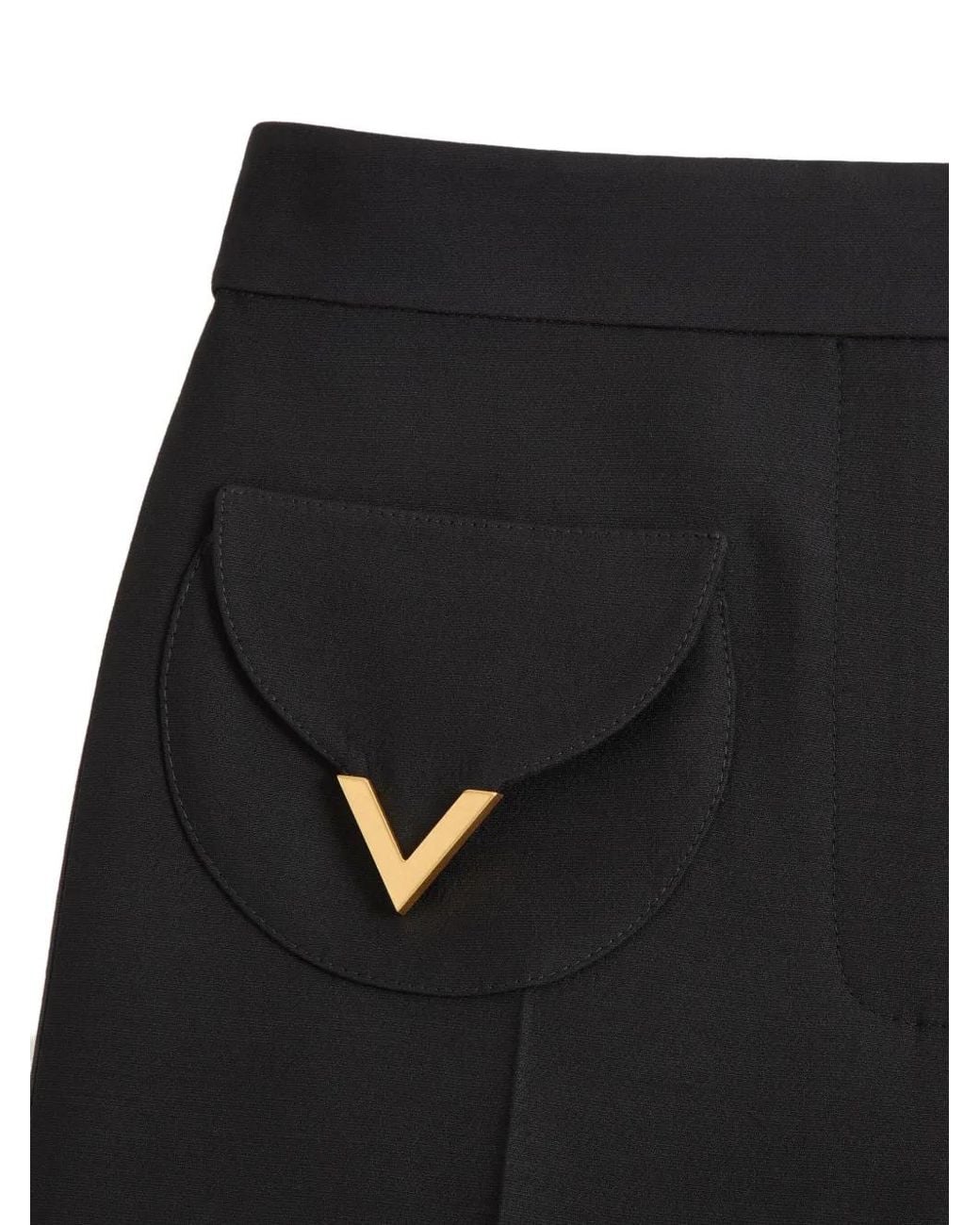 Valentino Garavani Black Crepe Couture Con V Trousers