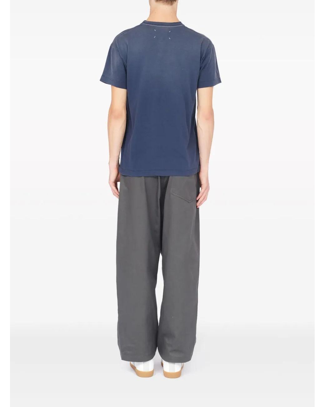 Maison Margiela Blue Reverse Logo Cotton T-Shirt