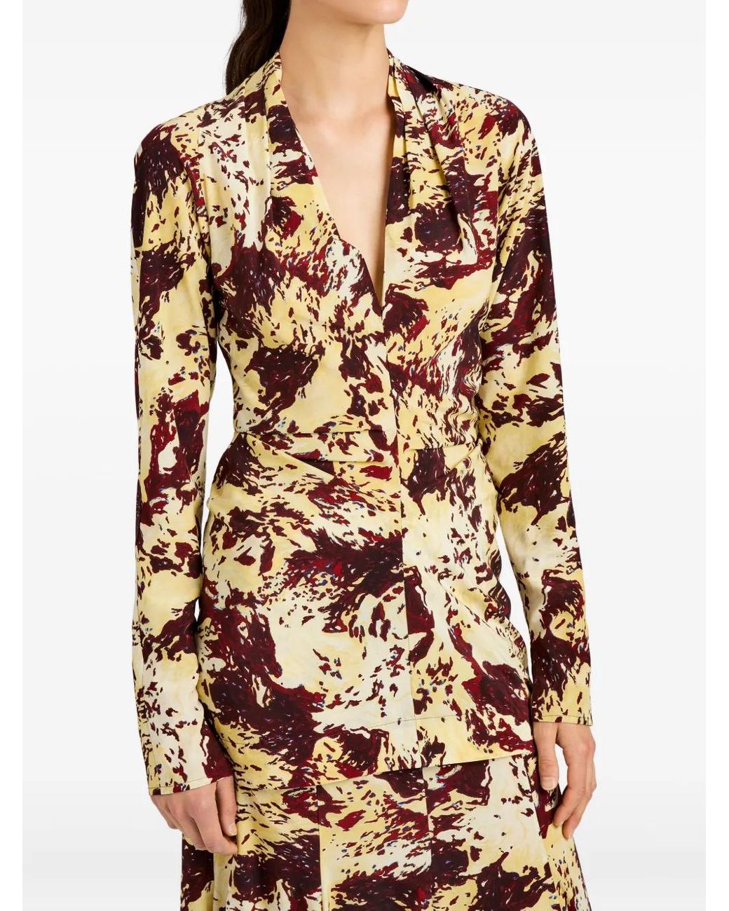 Proenza Schouler Brown Adela Printed Blouse