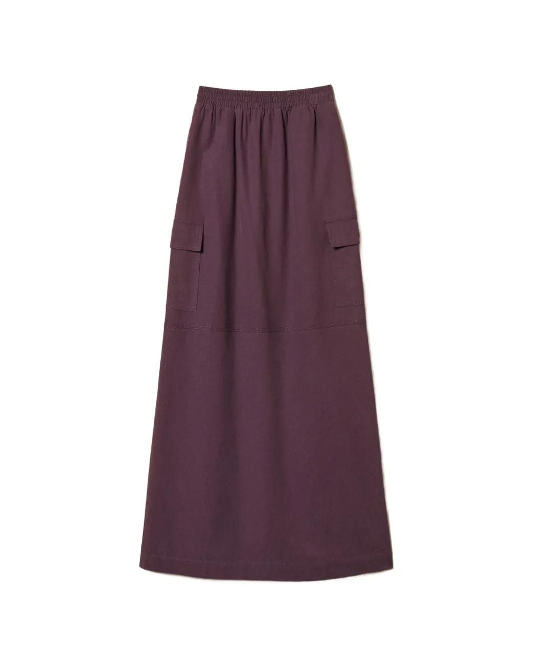 Twinset Purple Lyocell And Cotton Long Skirt