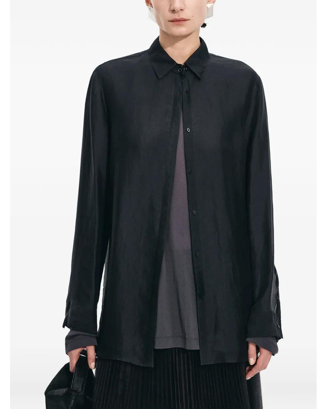 JNBY Blue Long-Sleeved Organza Shirt