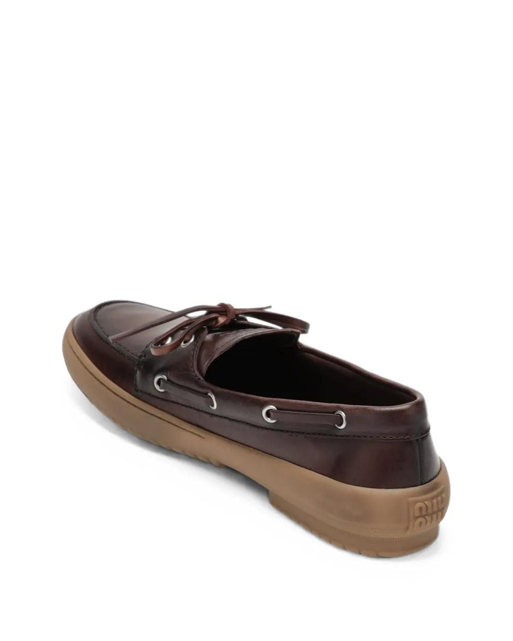 Miu Miu Brown Leather Deck Shoes