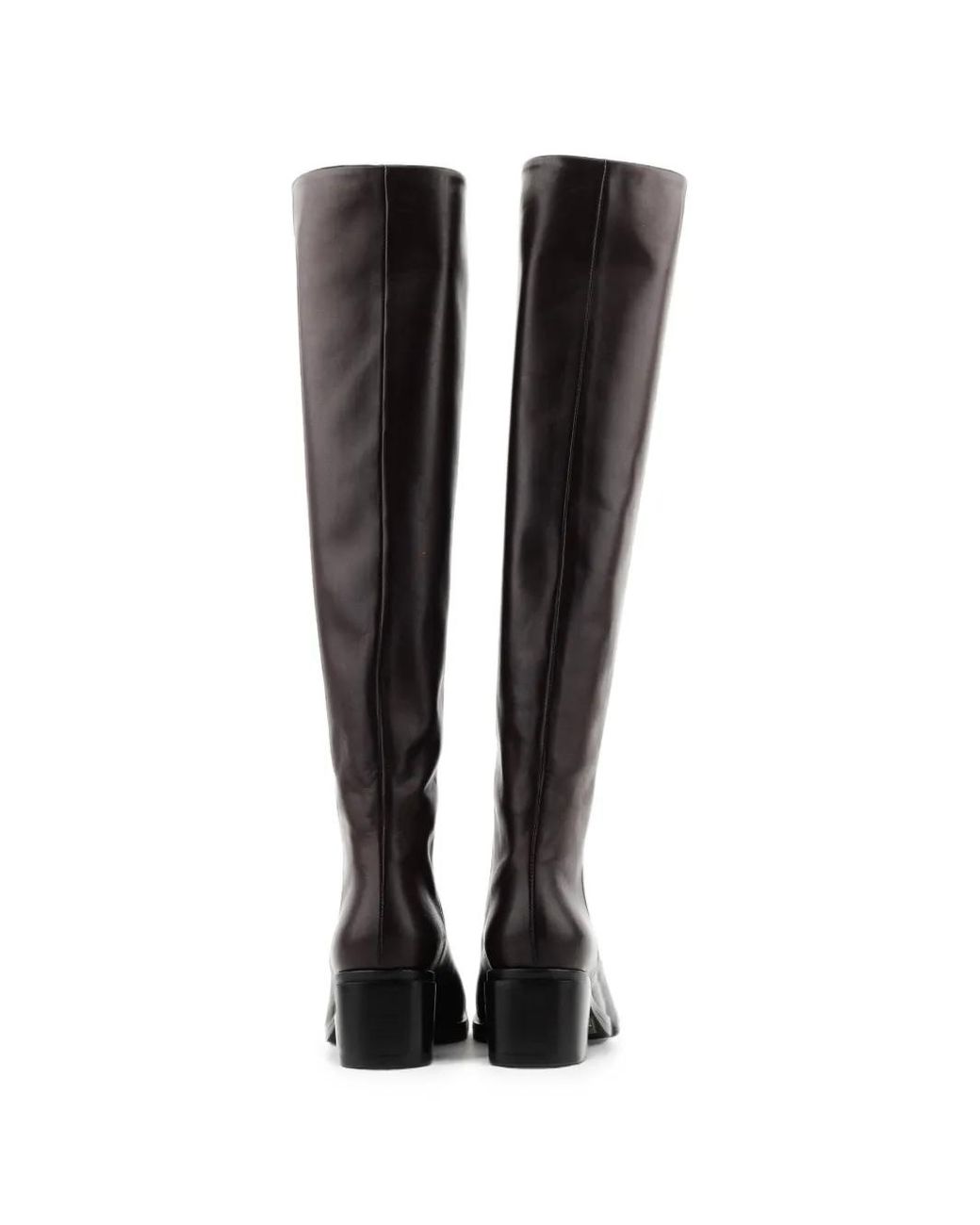 Elena Iachi Black Square-Toe Leather Boots