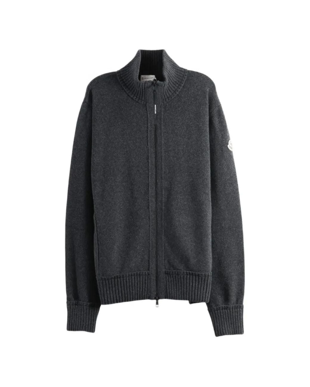 Moncler Black Logo-Patch Zip-Up Cardigan for men