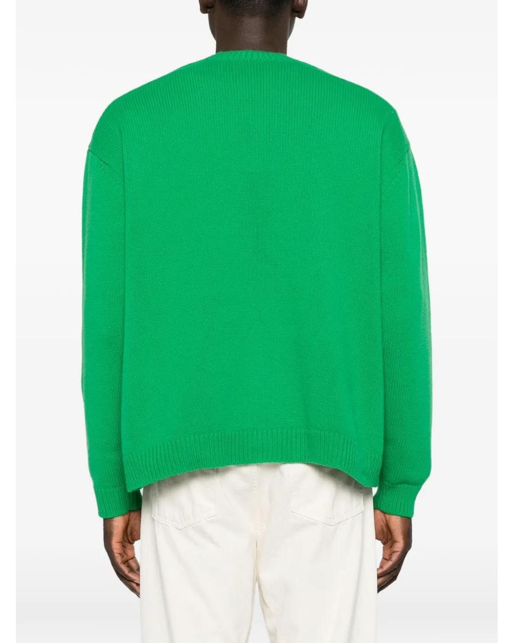 Studio Nicholson Green Ribbed-Knit Crew-Neck Sweater