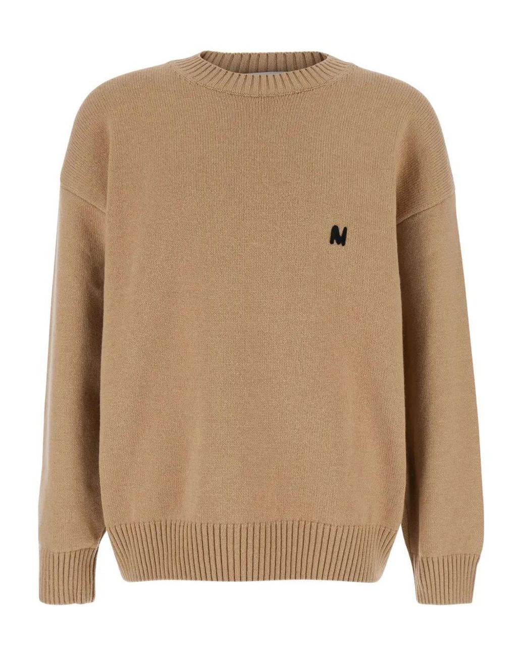 MSGM Natural Logo-Embroidered Crew-Neck Sweater for men