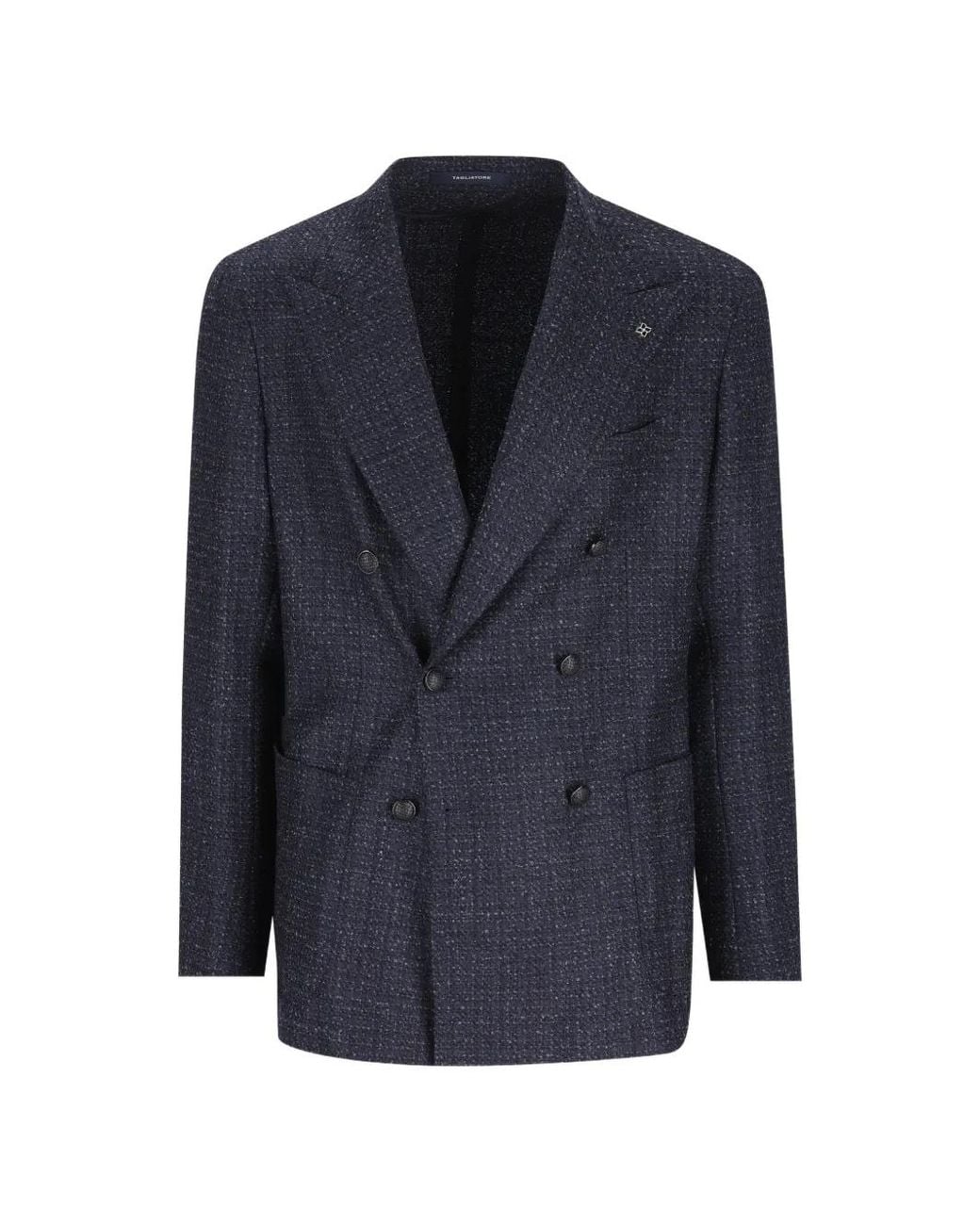 Tagliatore Blue Double-Breasted Peak-Lapel Jacket for men