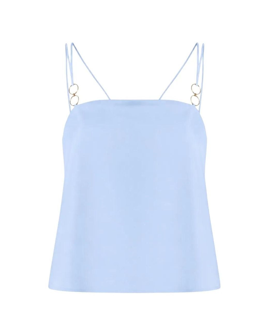 Nenette Blue Flix Pleated-Back Ring-Detail Top