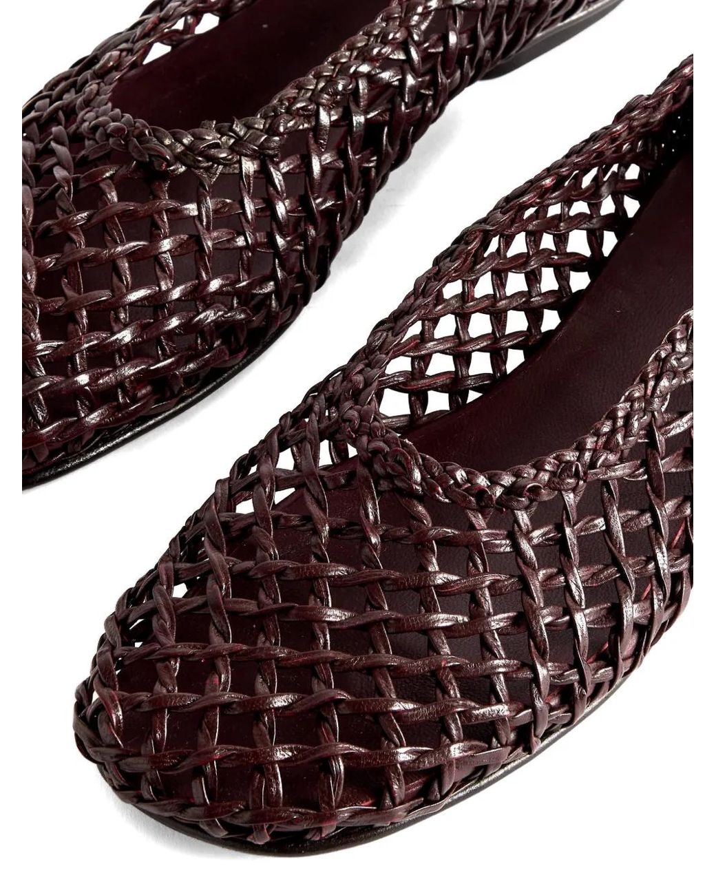 Le Monde Beryl White Mica Woven Leather Ballet Flats