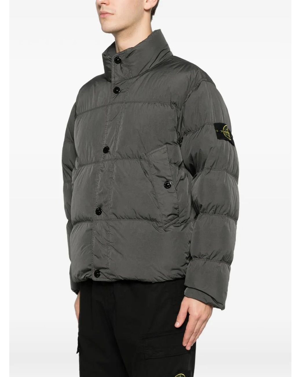 Stone Island Gray Zip-Up Padded Jacket for men