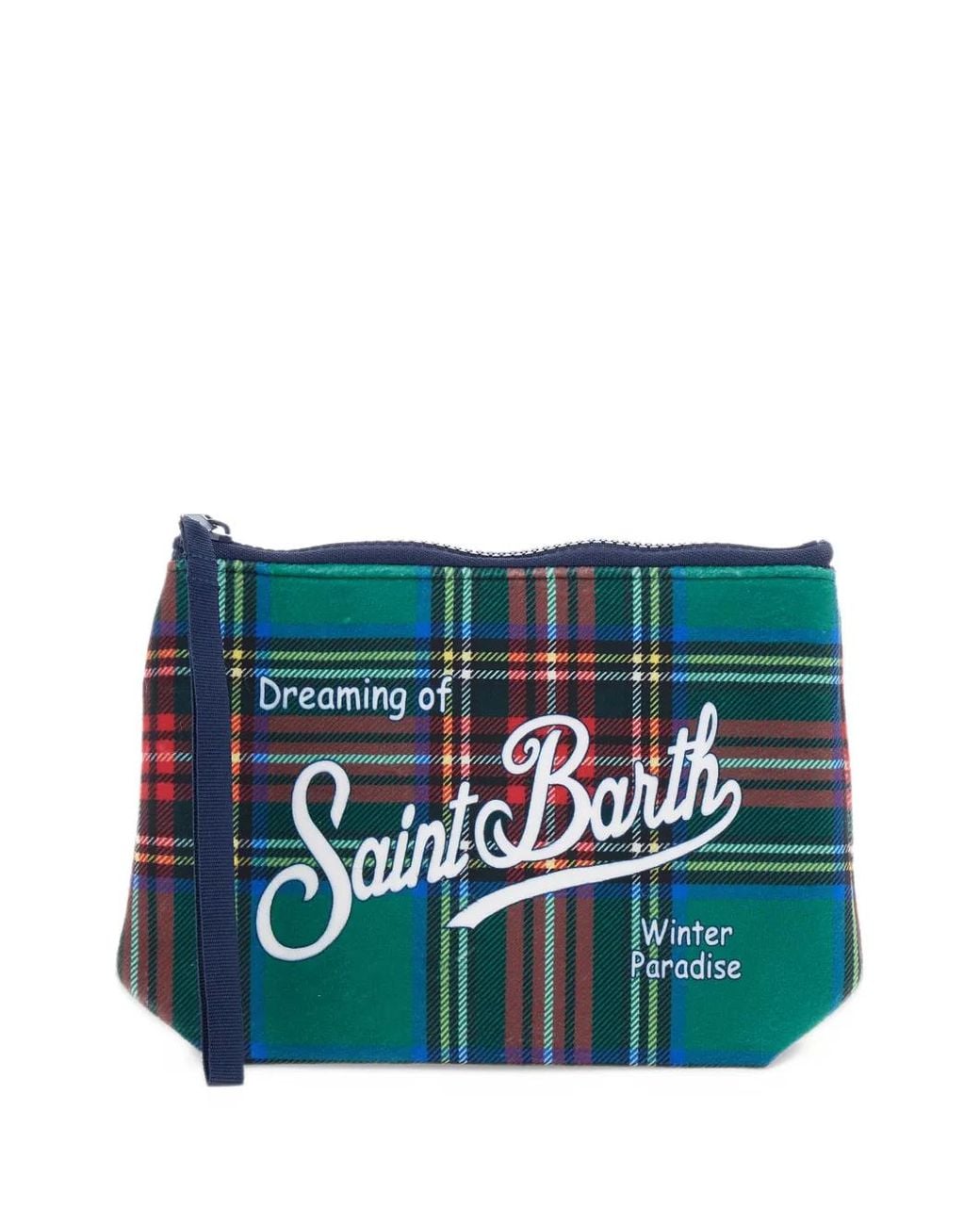 Mc2 Saint Barth Blue Aline Tartan-Print Clutch Bag
