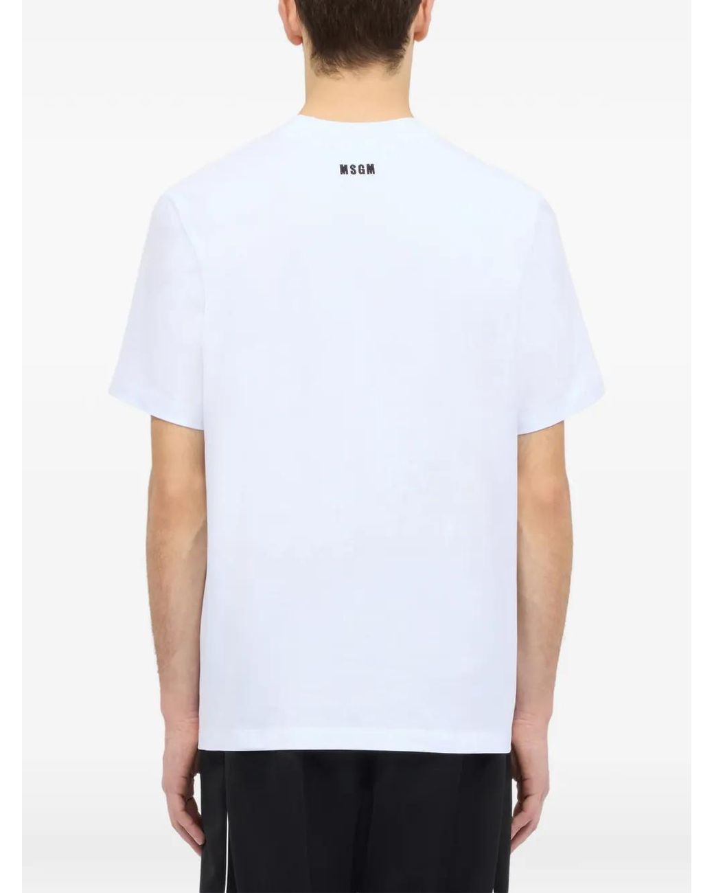 MSGM White Letter-Detail T-Shirt for men