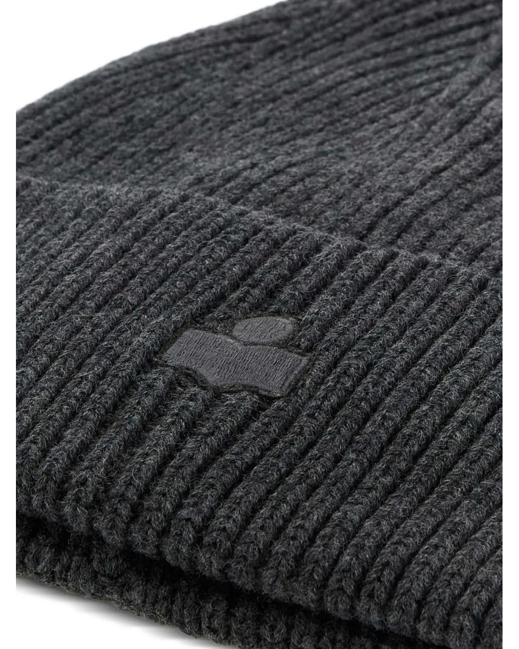 Isabel Marant Black Mayers Ribbed Beanie Hat