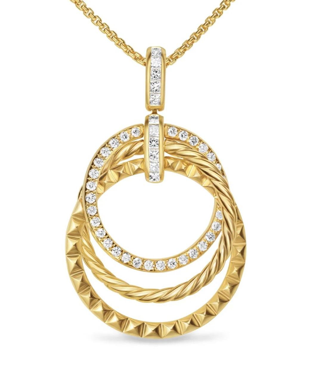 David Yurman Metallic 18Kt Crossover Trio Diamond Pendant Necklace (1.25Mm)