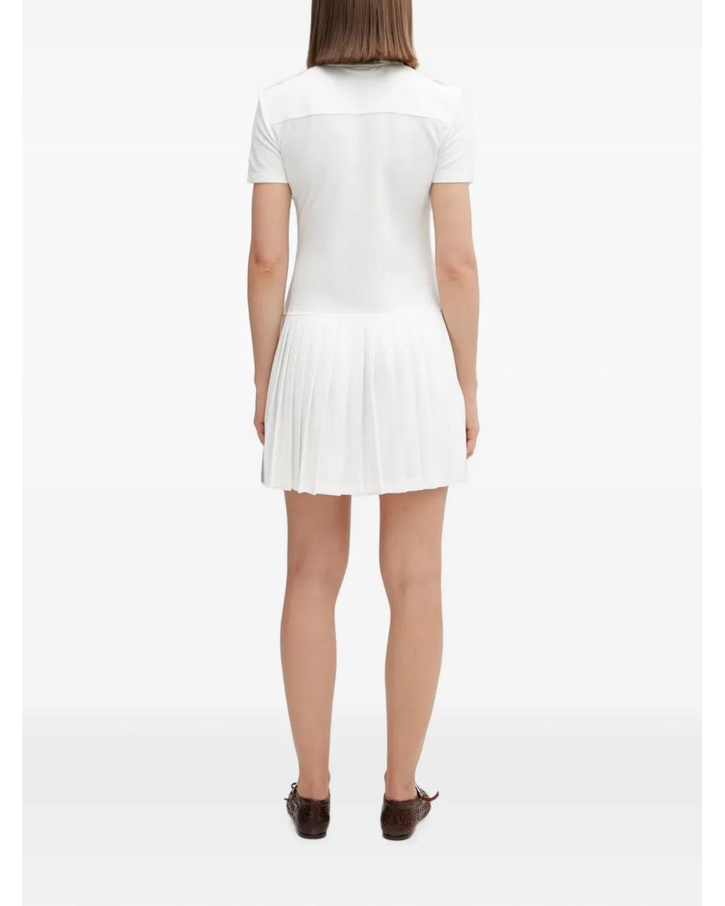 Lacoste White Pleated-Skirt Polo Mini Dress