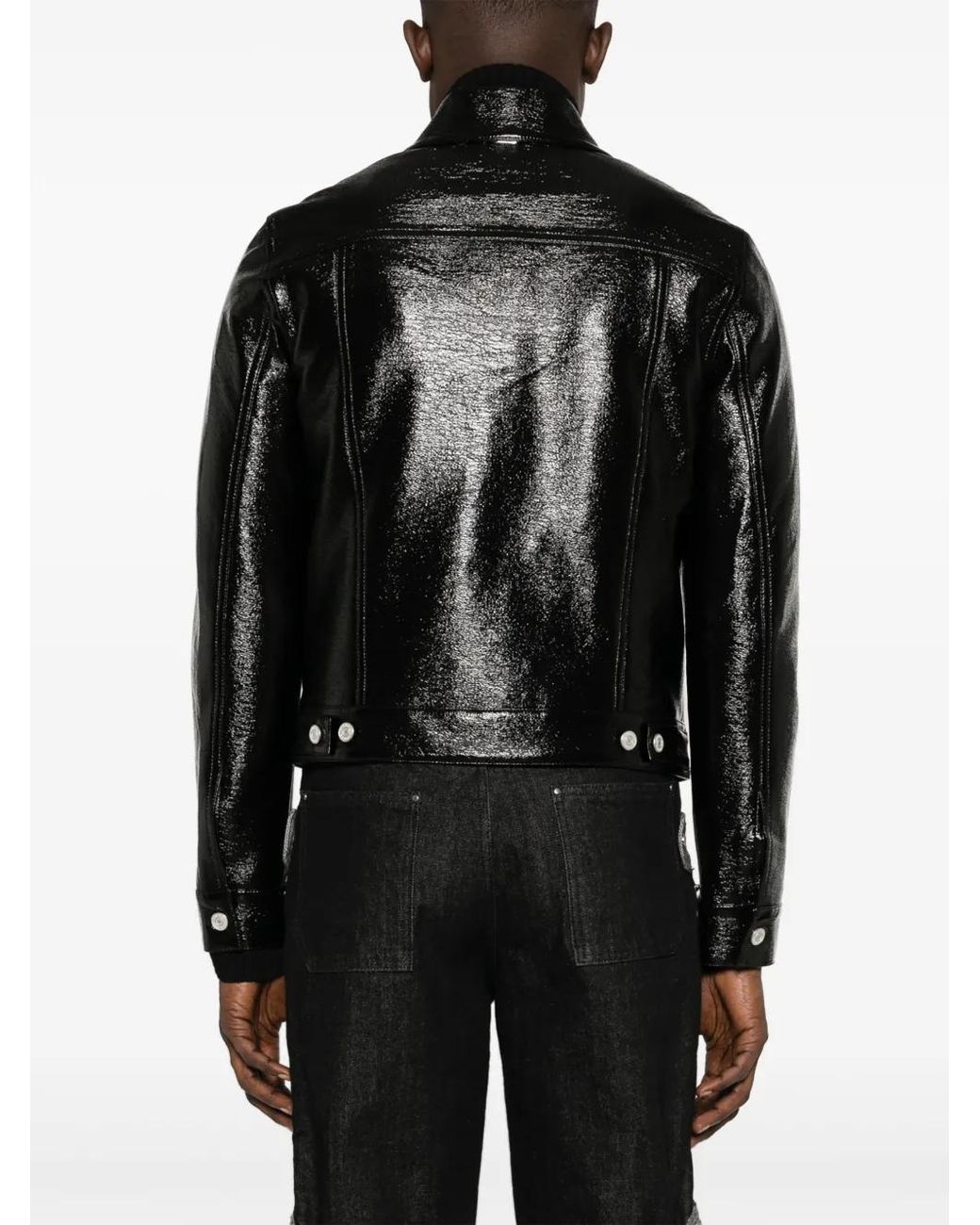 Courreges Black Faux-Leather Button-Up Jacket for men