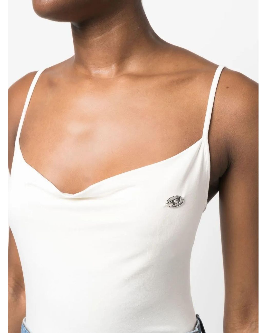 DIESEL White Logo-Plaque Tank Top