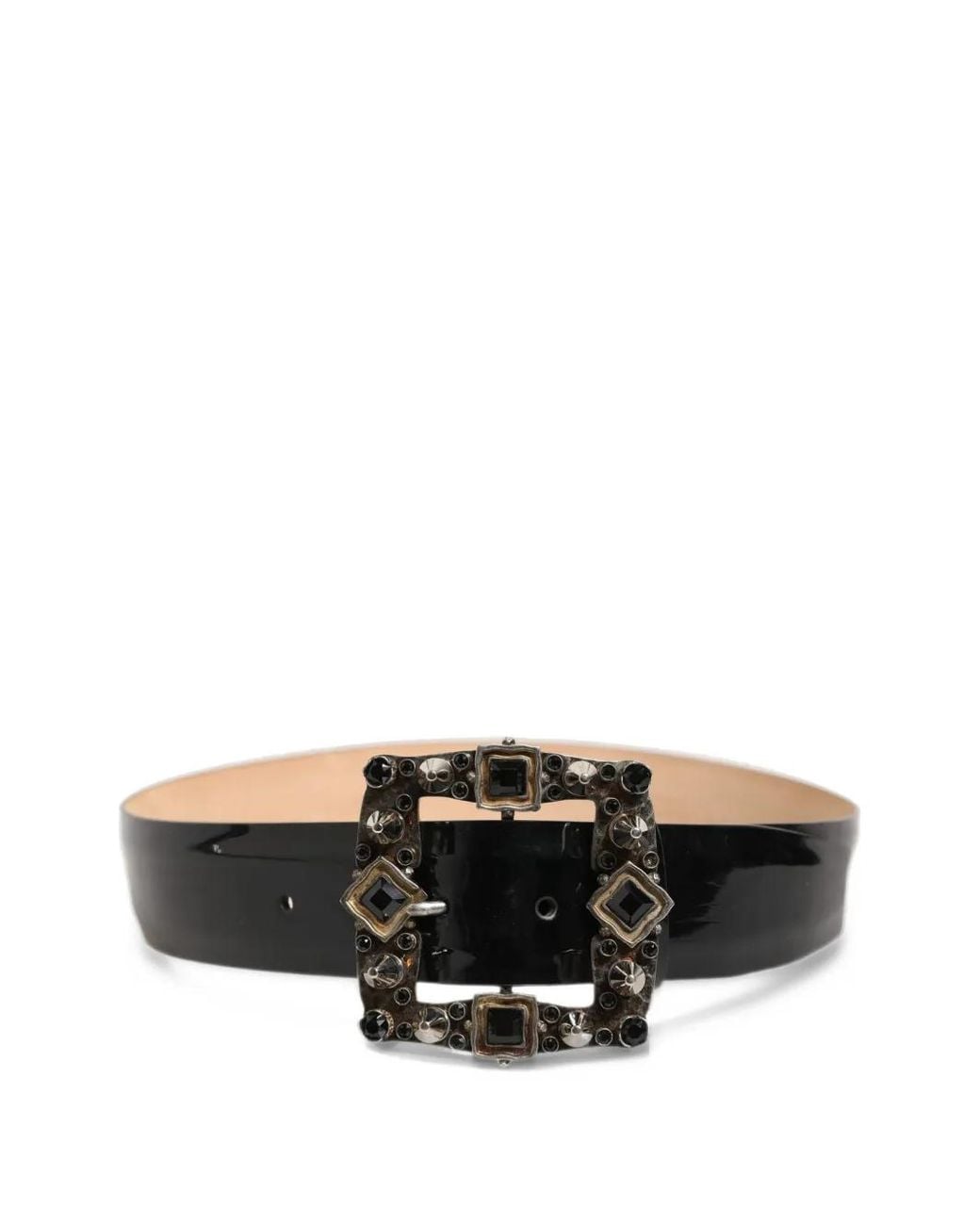 Dolce & Gabbana Black Crystal-Embellished Studded Belt