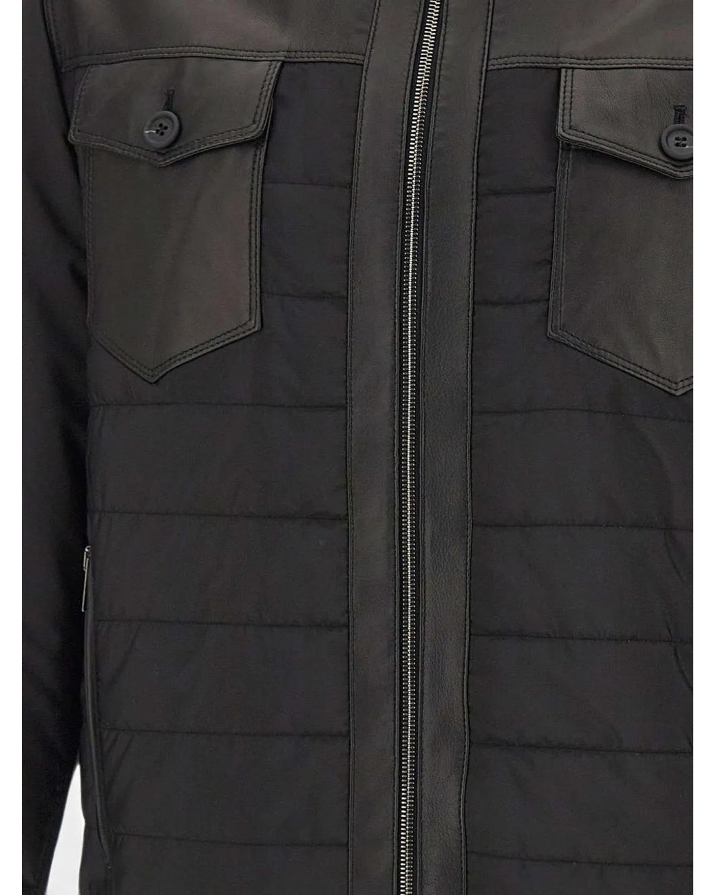 Volfagli Gray Massenzio Leather-Panelled Quilted Jacket for men