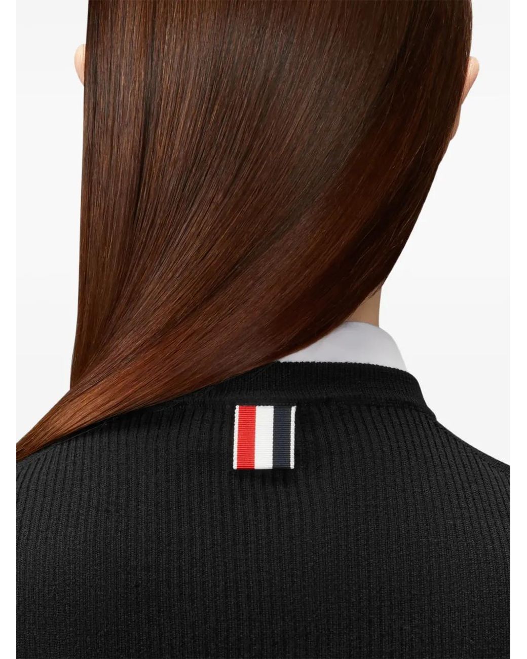 Thom Browne Geribbelde Top Met Rwb-Streep in het Black
