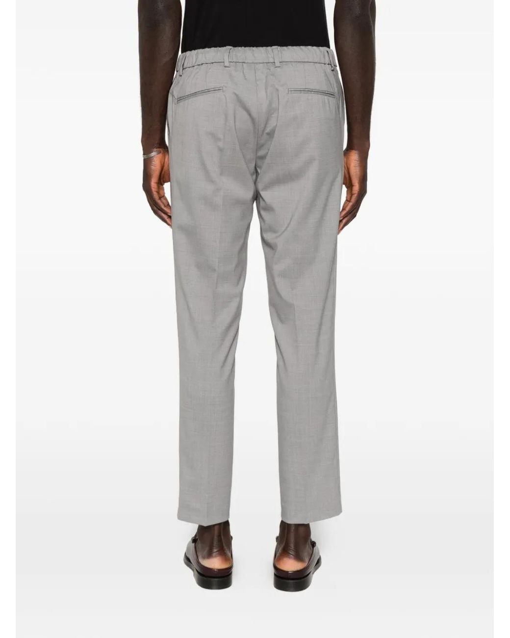 Entre Amis Gray Reno Belt-Loops Trousers for men