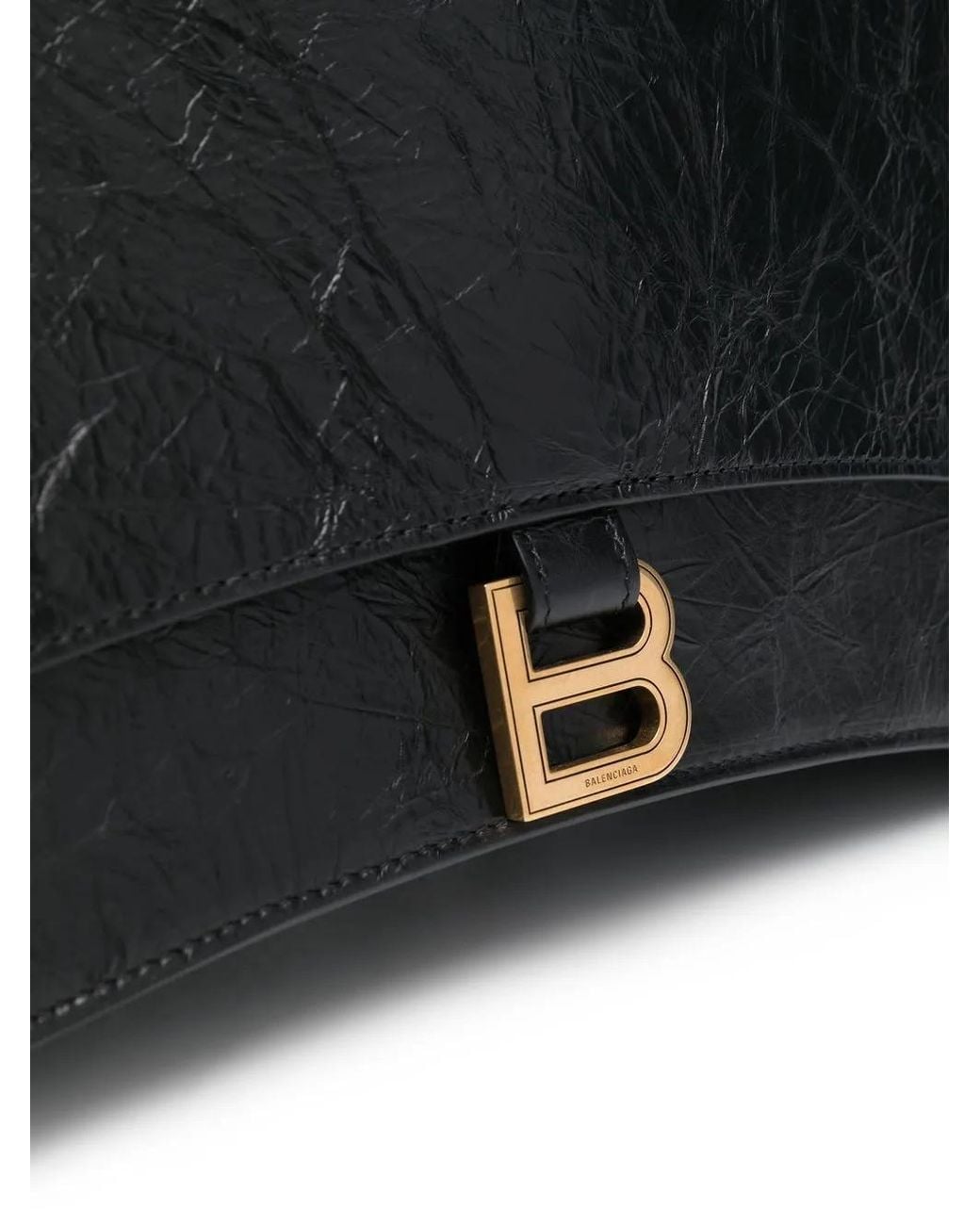 Balenciaga Black Medium Crush Chain-Strap Shoulder Bag