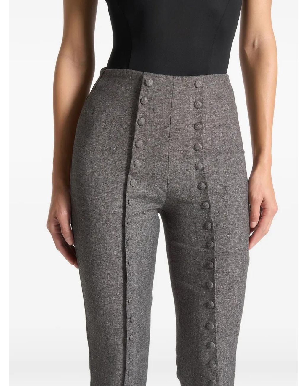 Manière De Voir Gray Therese Tailored Button Detail Trousers