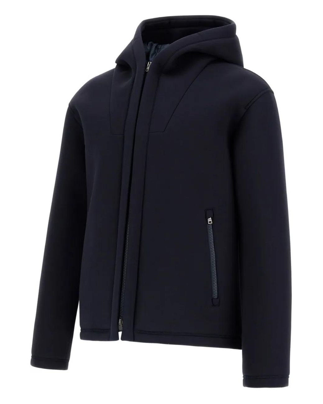 Herno Blue Hooded Zip-Front Jacket for men