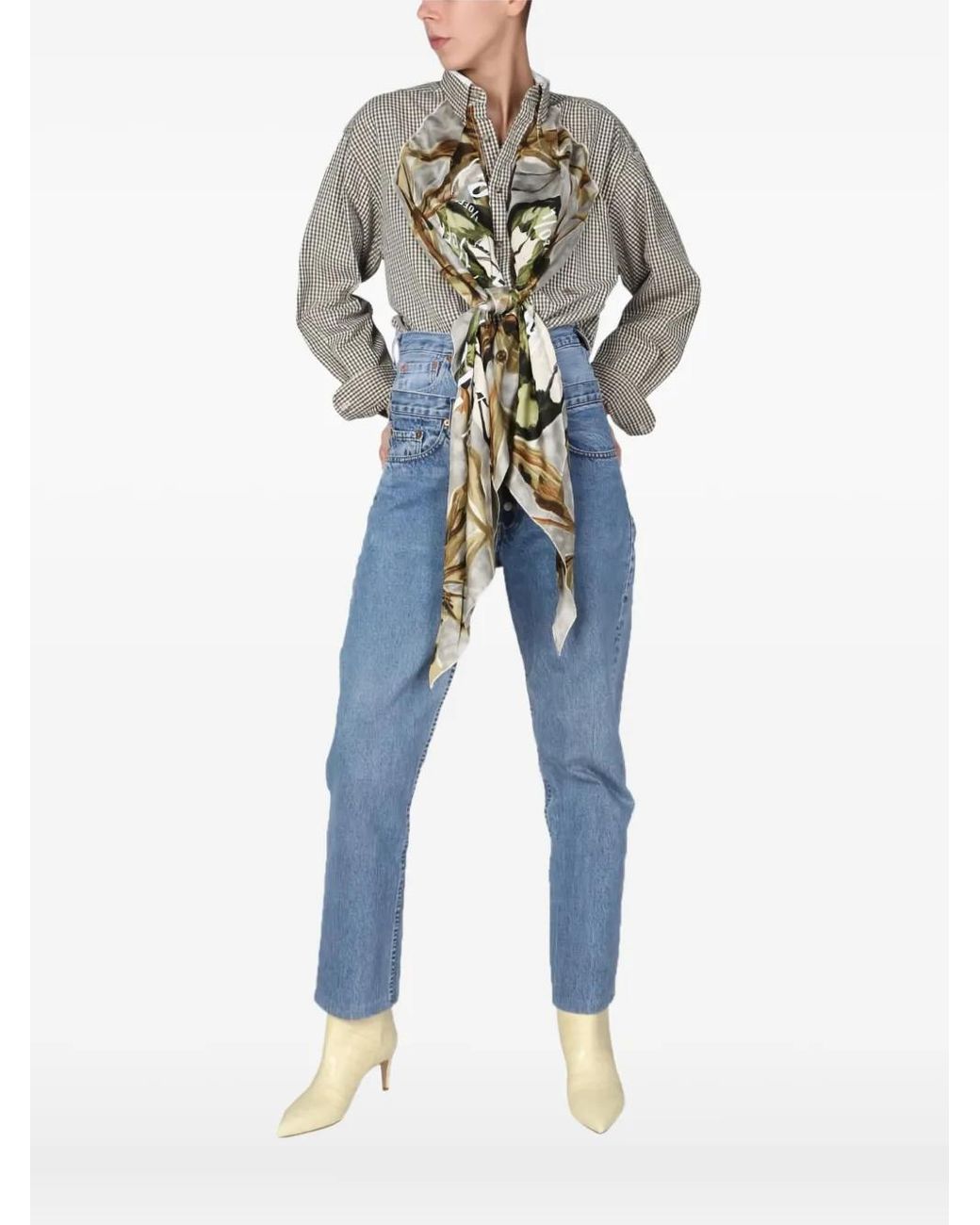 1/OFF Blue Buttoned Butterfly Top