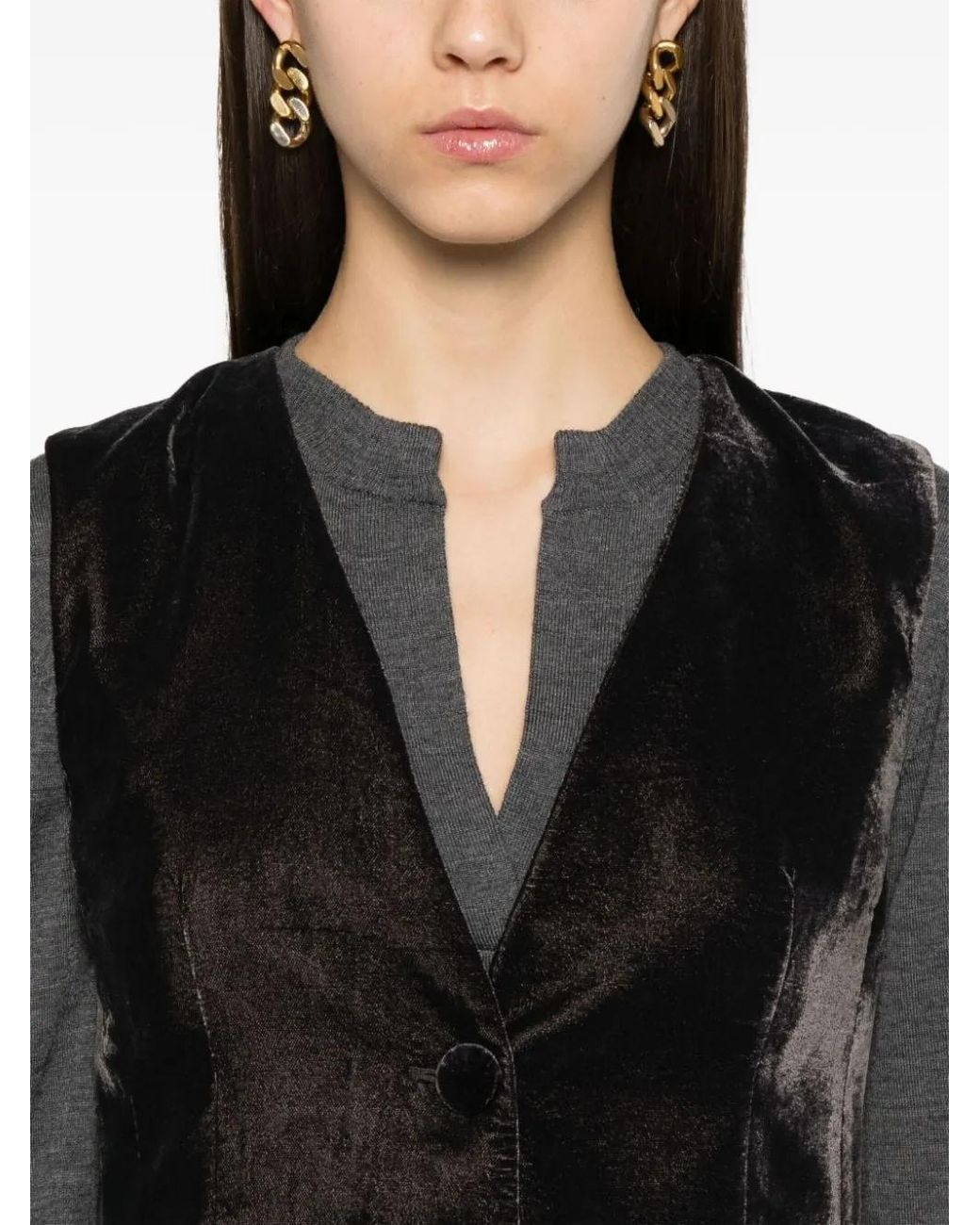 Blanca Vita Black Velvet Button Jacket