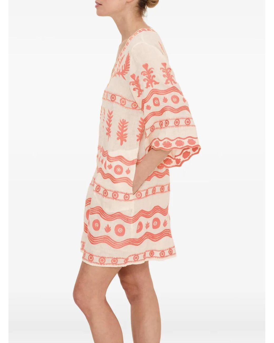 Eres Pink Jacaranda Embroidered Mini Dress