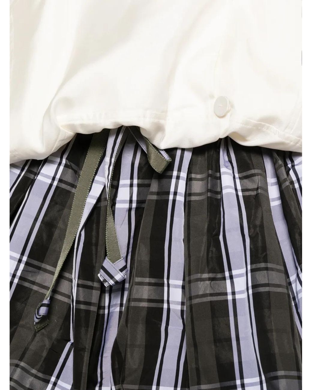 Patou White Tartan-Print Bubble-Hem Skirt