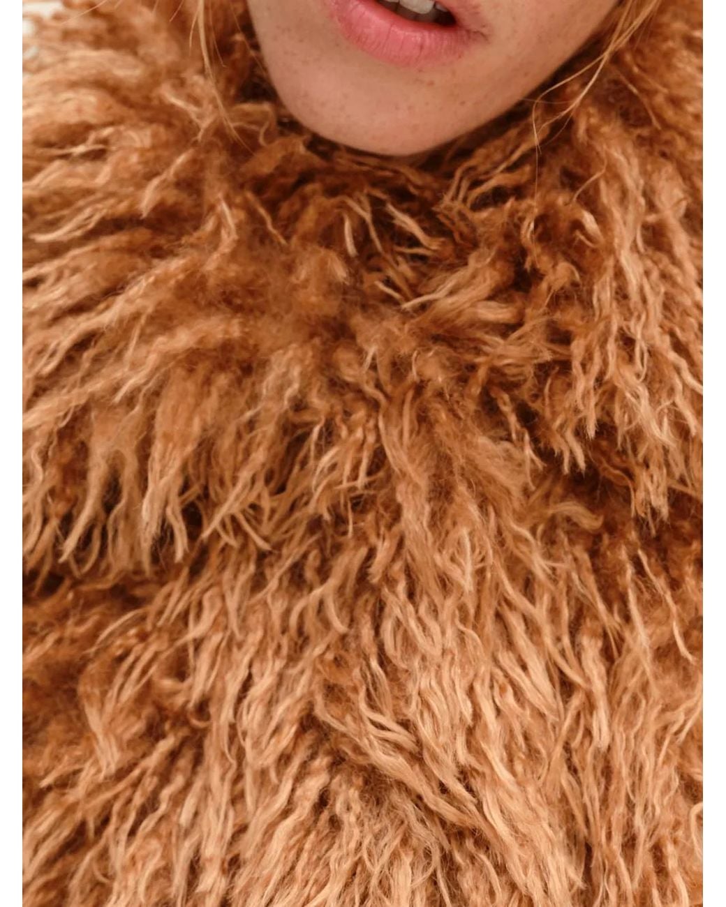 Bimba Y Lola Brown Oversized Toffee Fur Vest