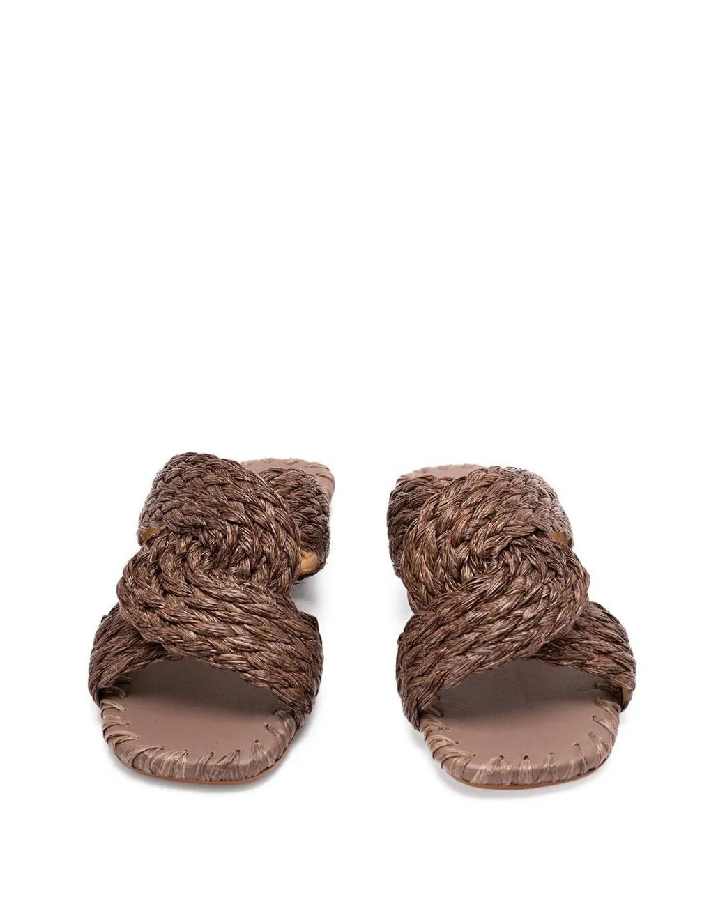 Castaner Brown Padme/258 Braided Raffia Flat Sandals