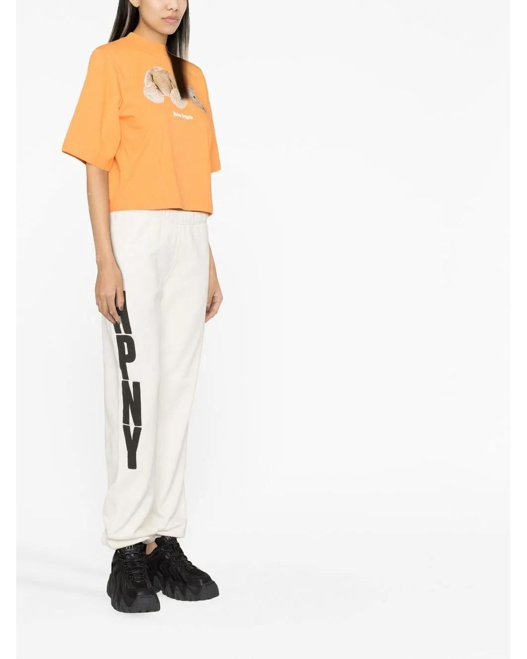 Palm Angels Orange Teddy Bear-Print T-Shirt