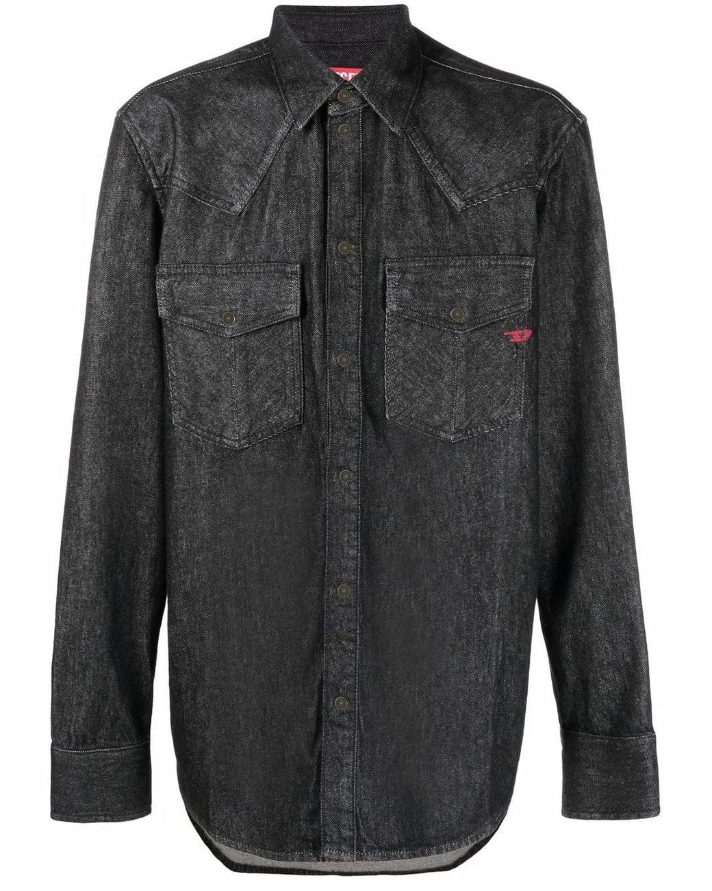 DIESEL Gray D-Ocean Dark Denim Shirt for men