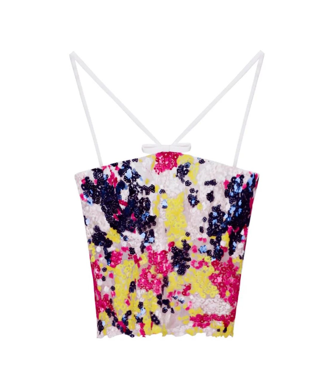 Gemy Maalouf White Sequin-Embellished Corset Top