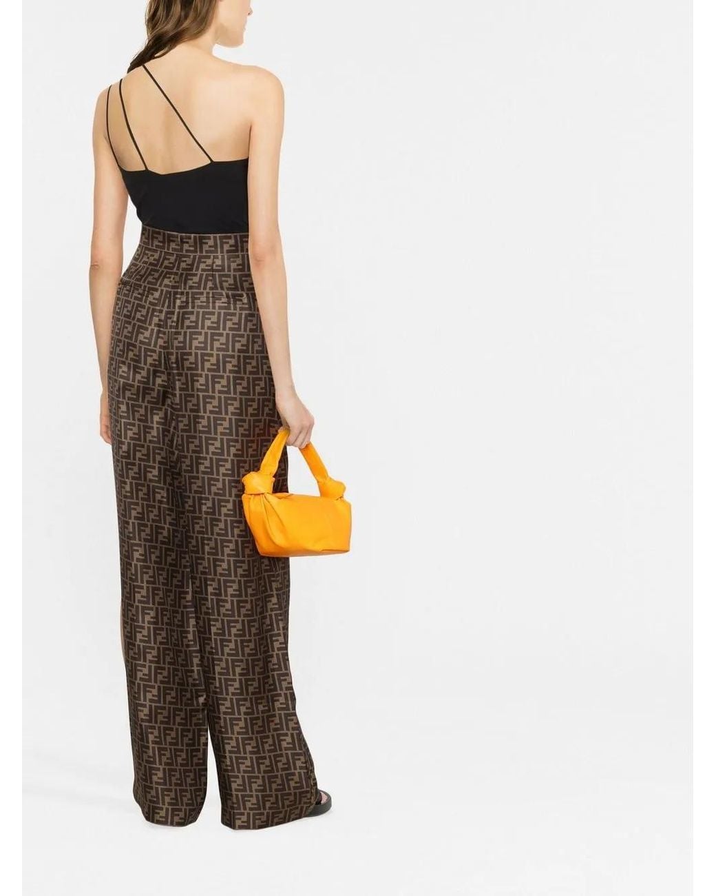 Fendi Brown Ff Silk Trousers