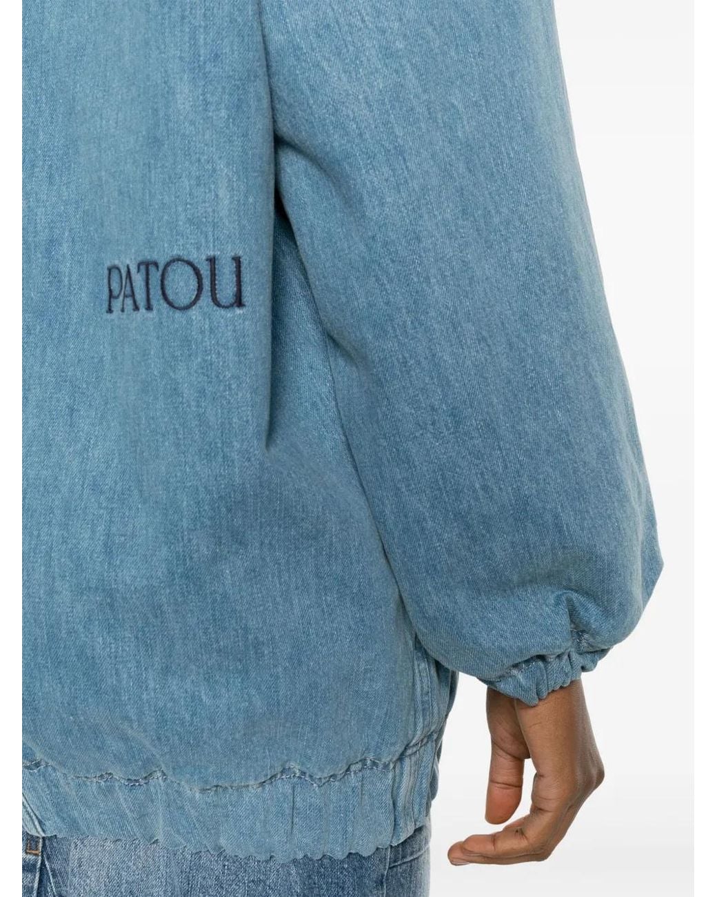 Patou Blue Faux Shearling-Trim Denim Jacket