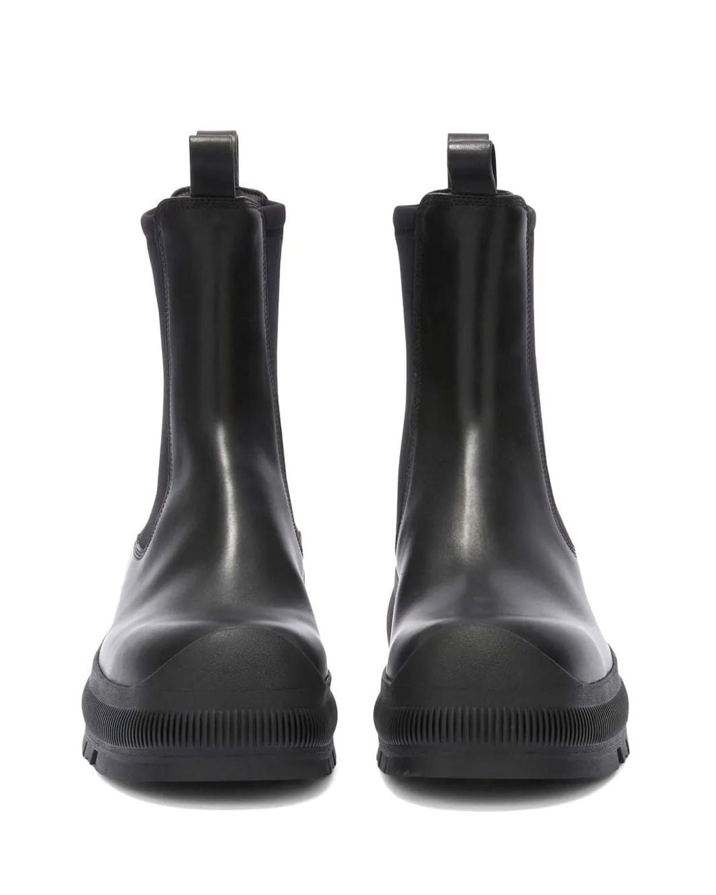 Jil Sander Black Slip-On Ankle Boots With Embossed Logo