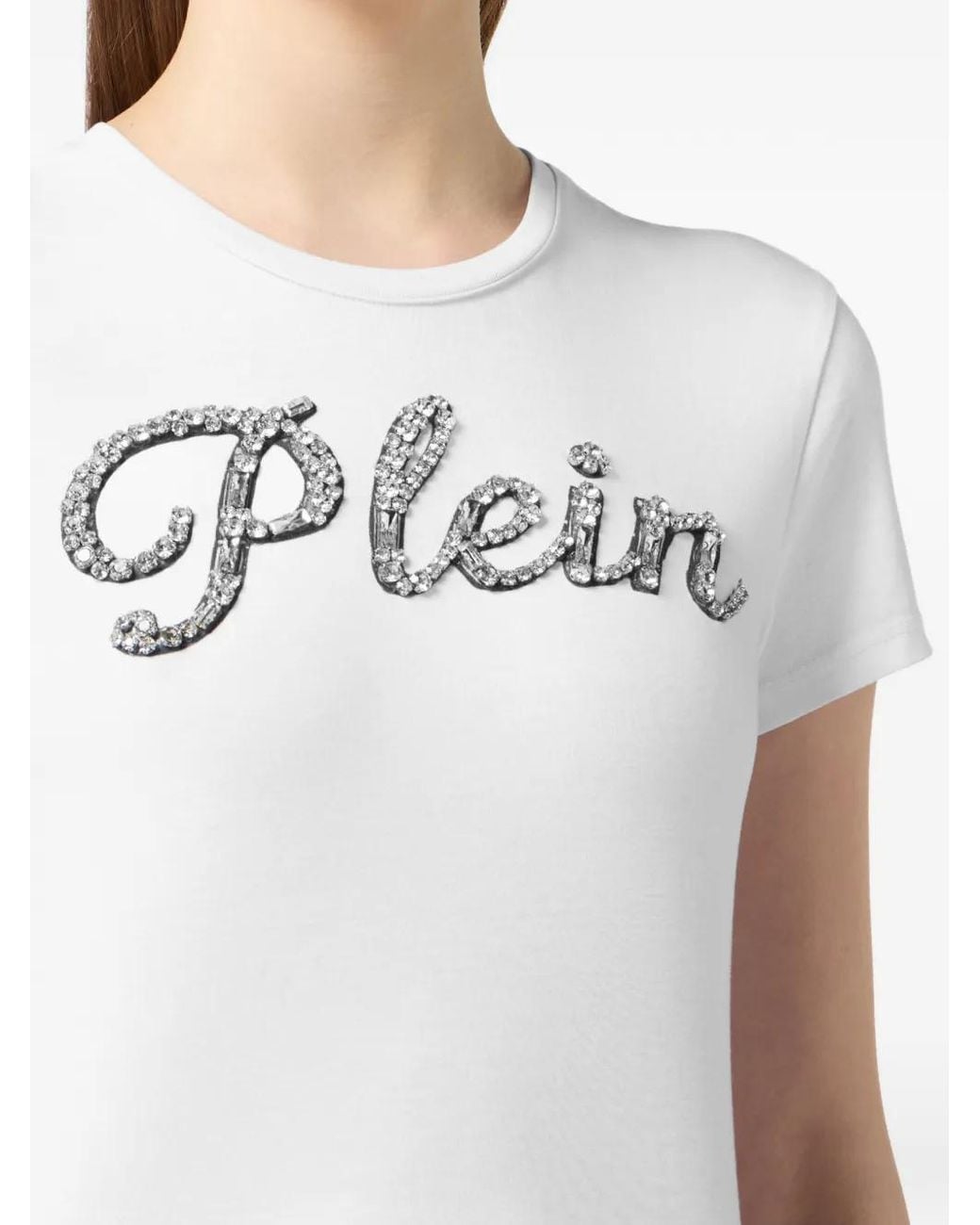Philipp Plein White Pure Fit T-Shirt Signature Crystal