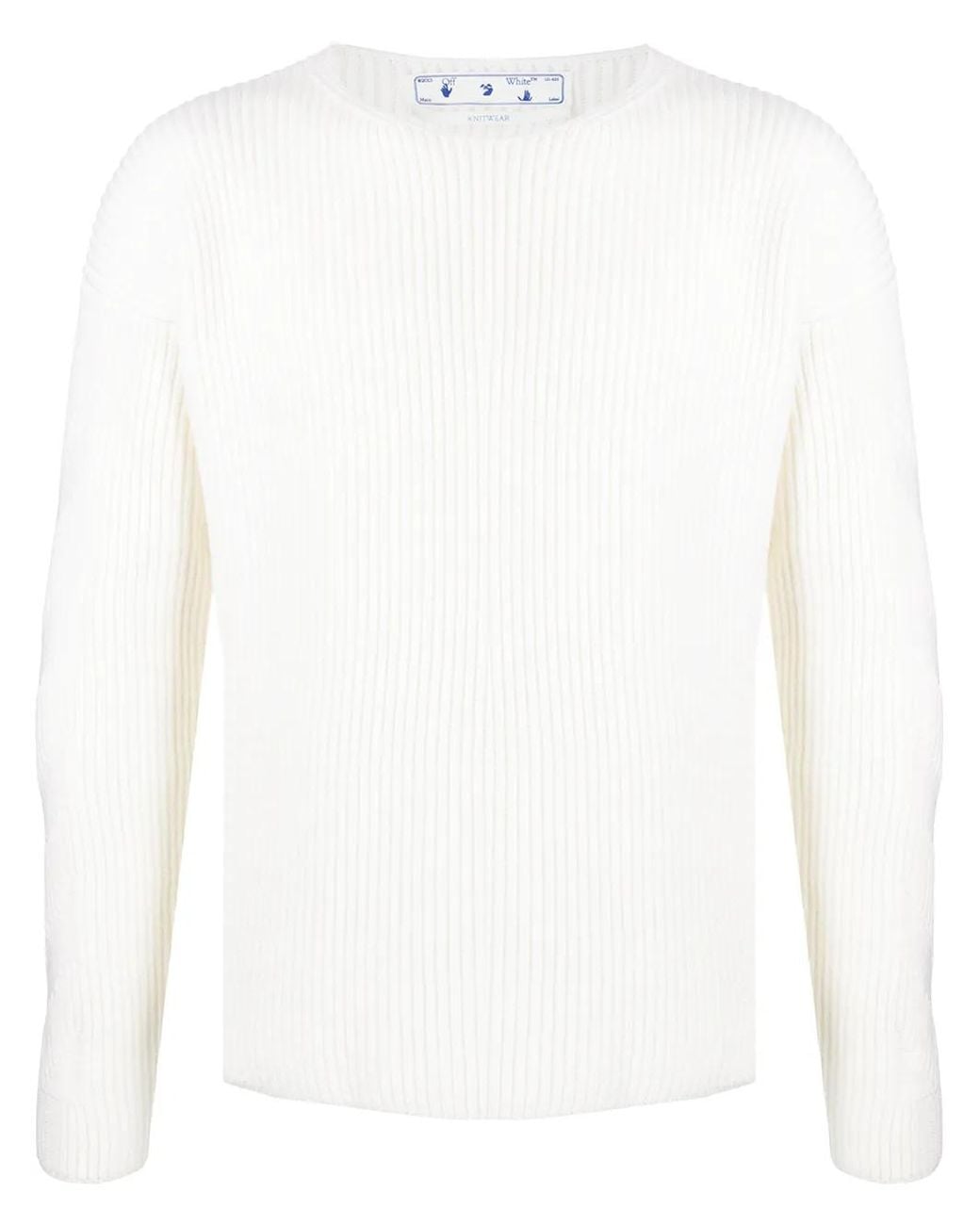 Off-White c/o Virgil Abloh White Ribbed-Knit Crew-Neck Jumper for men